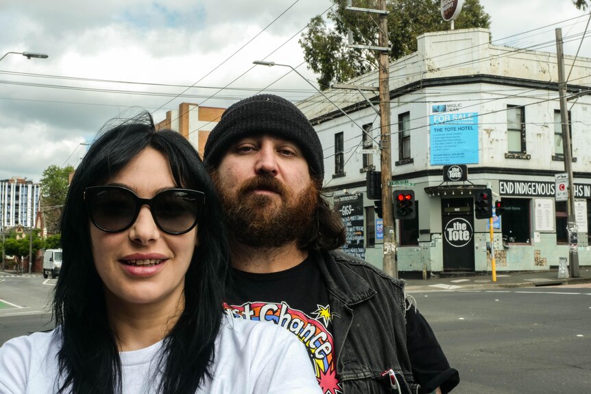 The Last Chance Rock and Roll Bar owners Leanne Chance and Shane Hilton outside the legendary Collingwood pub