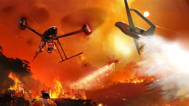 A vision of the future of firefighting drones.
