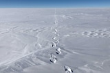 Footprints in the snow in Antarctica