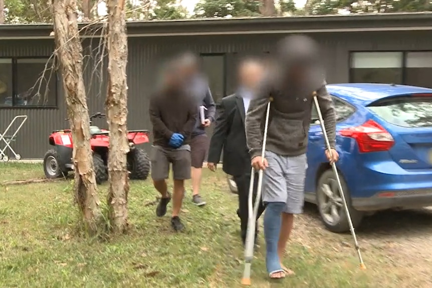 Screen capture of Nathan Baggaley being arrested at his house in Byron Bay.