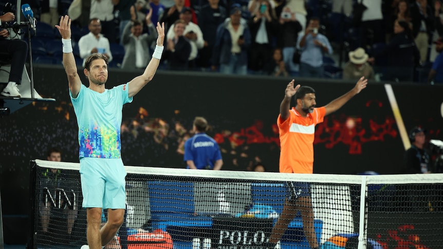 Matt Ebden and Rohan Bopanna celebrate winning the Australian Open