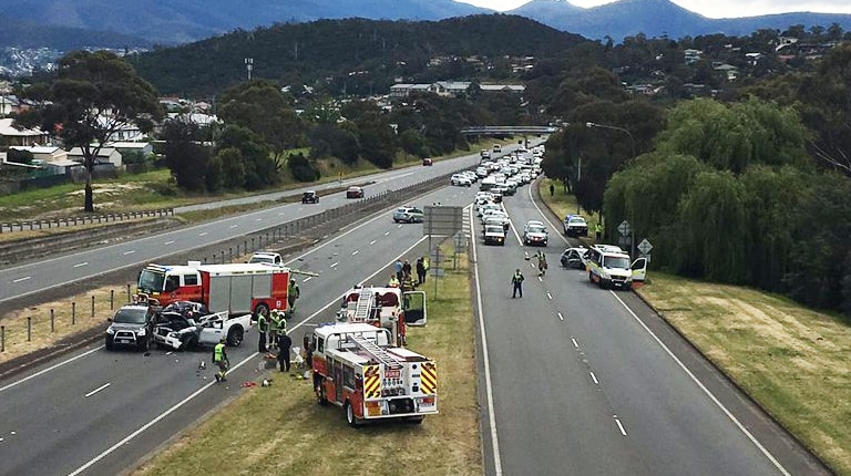 Crash on Tasman Highway, Mornington, November 15, 2016.