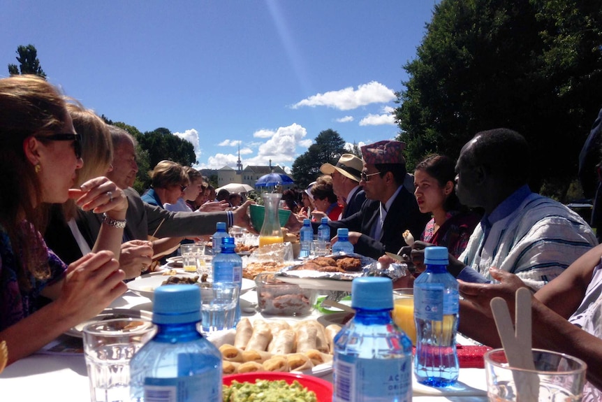 A thousand guests at the lunch feasted on dishes ranging from spring rolls to Spanish omelette and traditional Jewish biscuits.