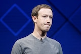Facebook Founder and CEO Mark Zuckerberg presses his lips togther.