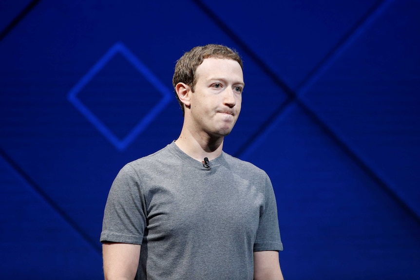 Facebook Founder and CEO Mark Zuckerberg presses his lips togther.