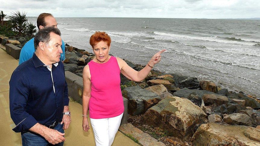 One Nation leader Pauline Hanson and Tower Holdings CEO Terry Agnew