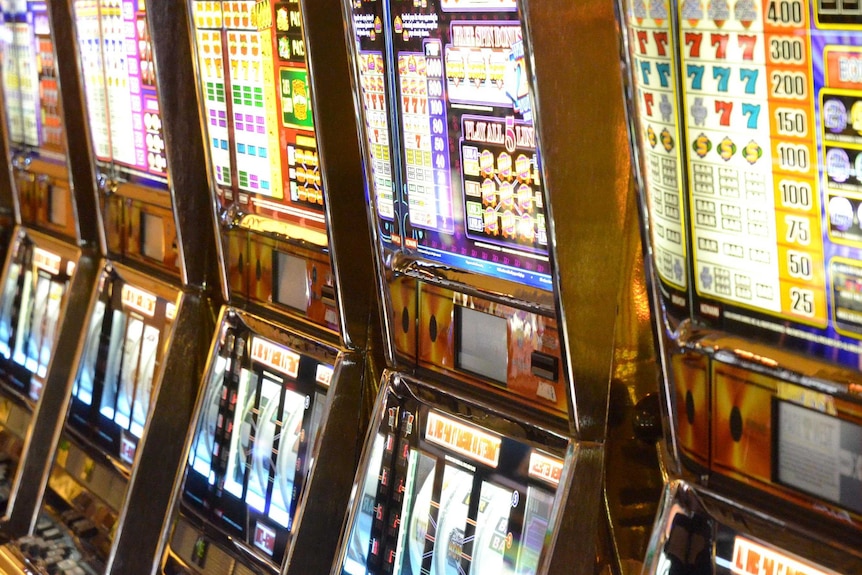 Poker machines in a casino.