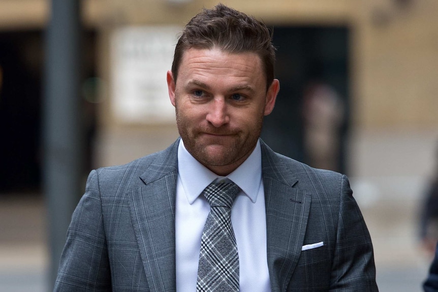 Brendon McCullum arrives at Southwark Crown Court to testify in trial of NZ cricketer Chris Cairns.