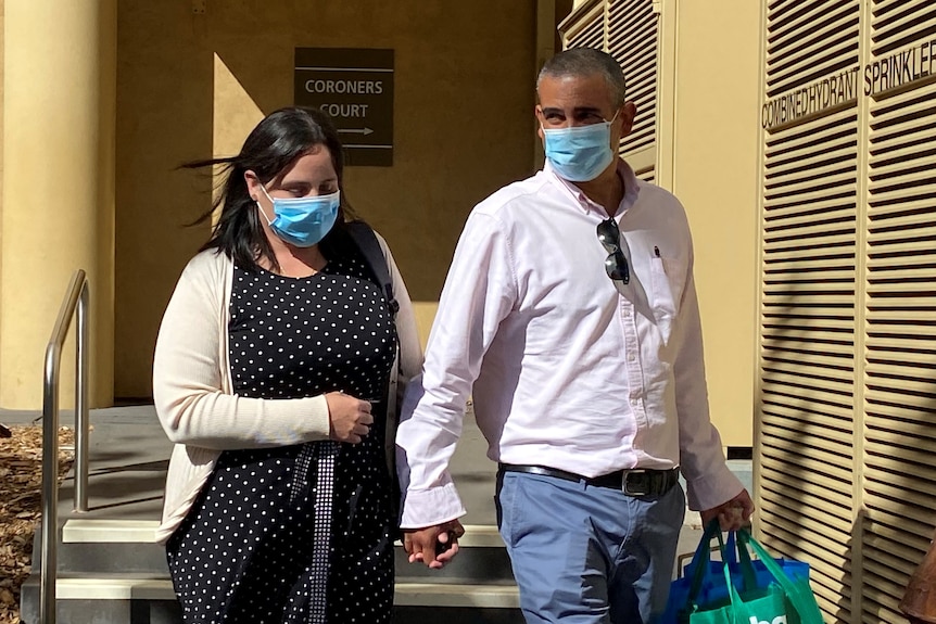 The parents of Lucas Latouche Mazzei outside the coronial inquest into his death.