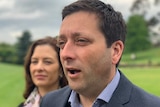 Opposition Leader Matthew Guy campaigns in Drouin.