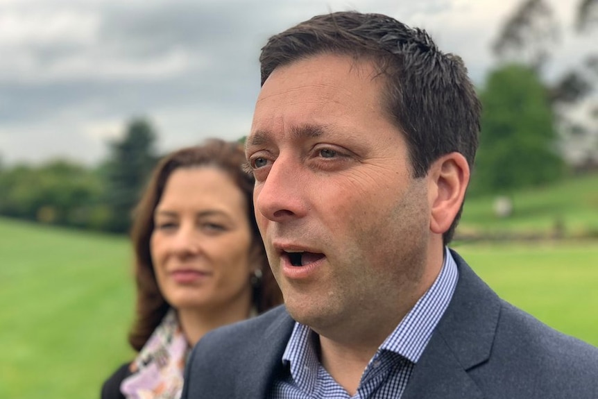 Opposition Leader Matthew Guy campaigns in Drouin.