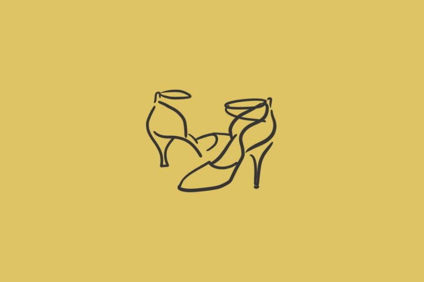 Illustration of high heeled dancing shoes.