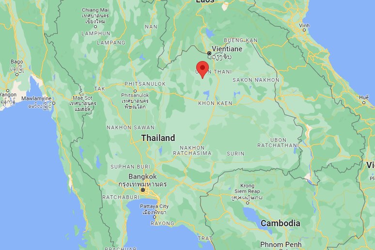 A map showing Nong Bua Lamphu province in north-eastern Thailand.