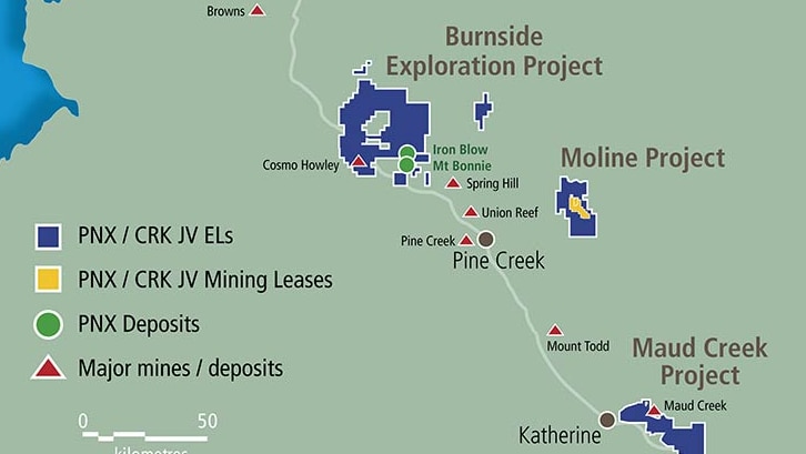 A map identifying mineral deposits in the Northern Territory