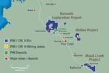 A map identifying mineral deposits in the Northern Territory