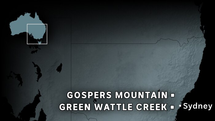 Map showing the locations of Gospers Mountain & Green Wattle Creek