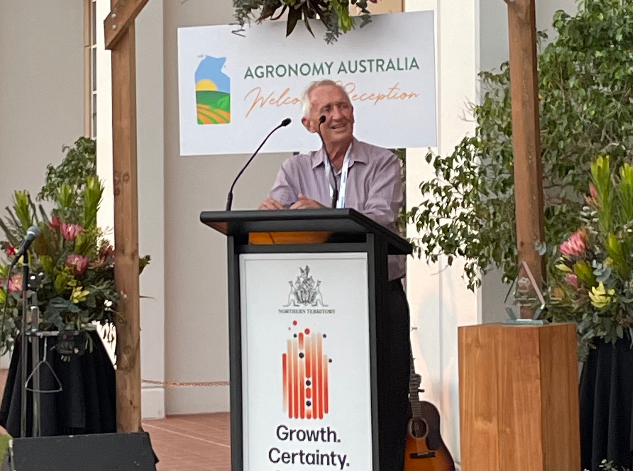 Ian Baker receives Neil Fettell Award at 2026 Agronomy Australia conference in Darwin