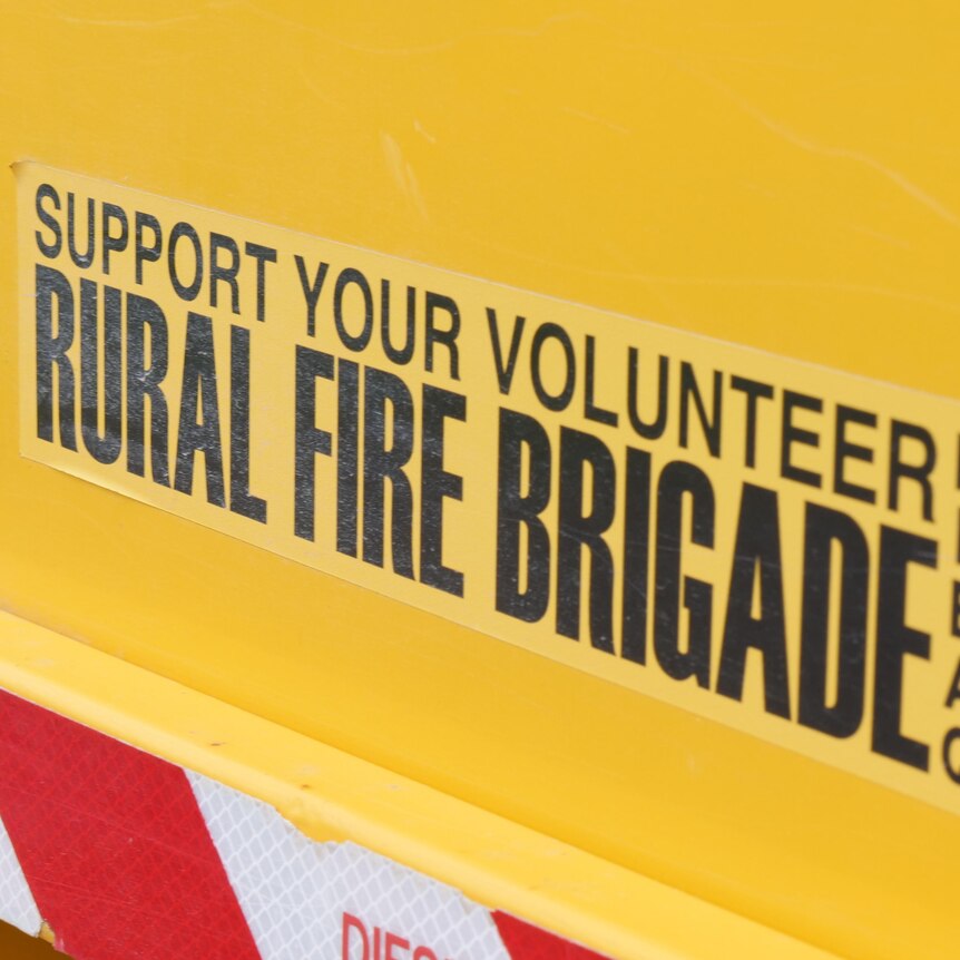 close up shot of a sticker that reads support your volunteer rural fire brigade