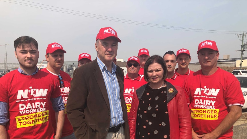 NUW workers and Lisa Chesters in Shepparton