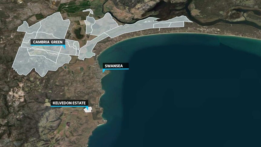Map showing proposed Cambria Green development at Freycinet.