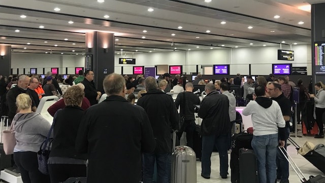 Long lines were observed at Melbourne Airport.