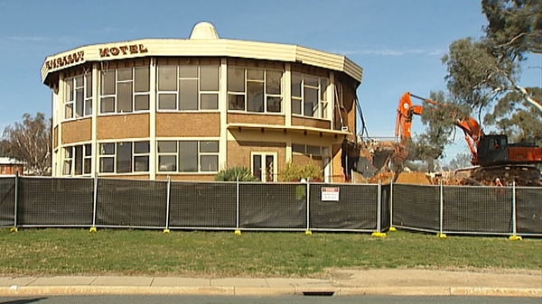The iconic Embassy Motel in Deakin, Canberra, being torn down