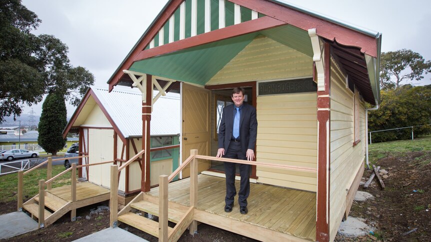 Project manager Simon Cocker has been restoring the Alan Rogers Chalet for two years to its former state.
