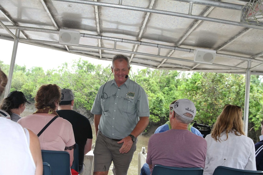 Steve Watson with tourists