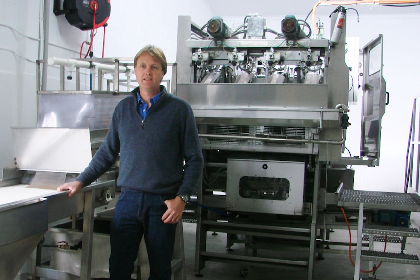John Ranicar and the new apple processing equipment