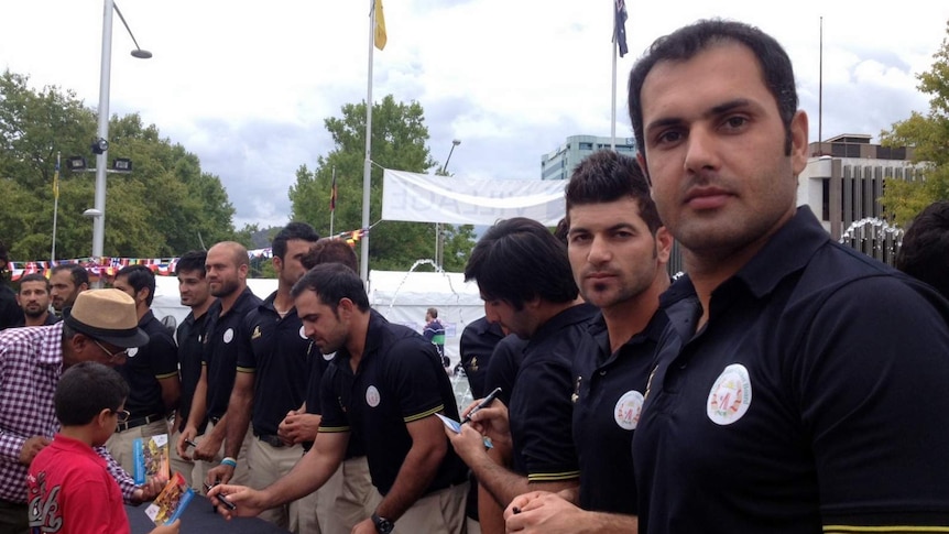 Afghanistan cricket captain Mohammad Nabi at the team's official welcome to Canberra for the 2015 Cricket World Cup.