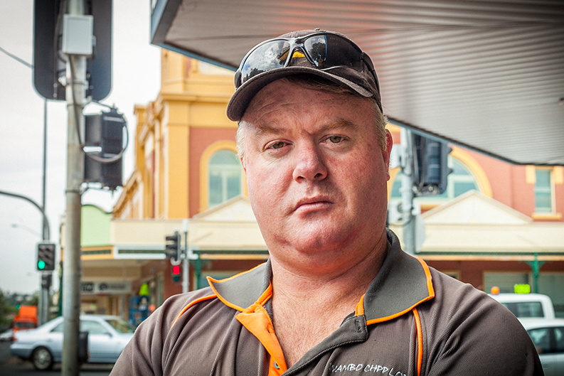 Adrian Miller stands on a street in Muswellbrook