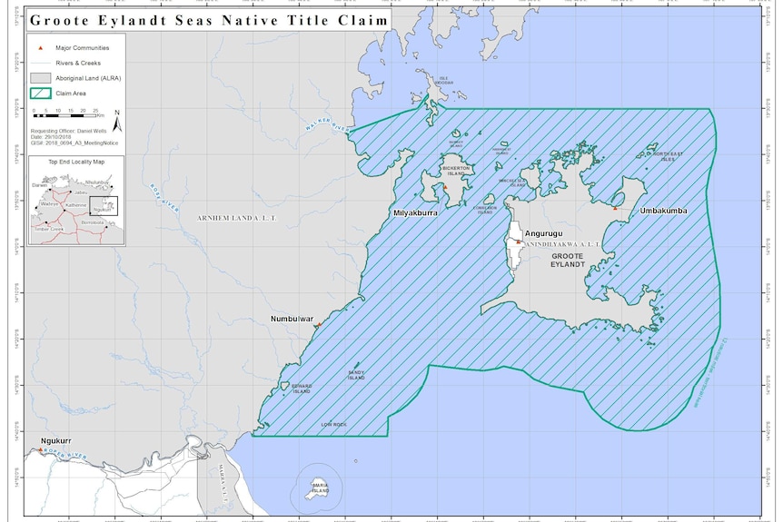 Groote Eylandt native title claim map
