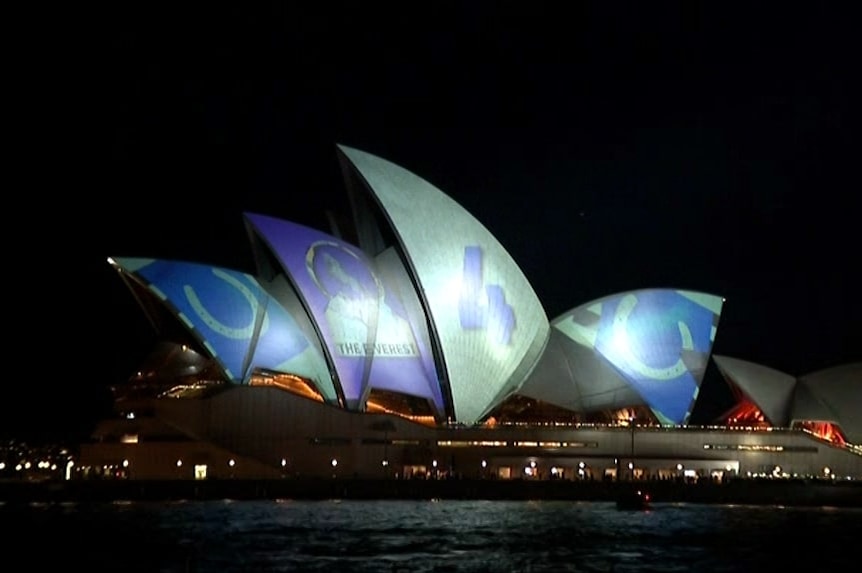 The Everest draw shone on the Sydney Opera House