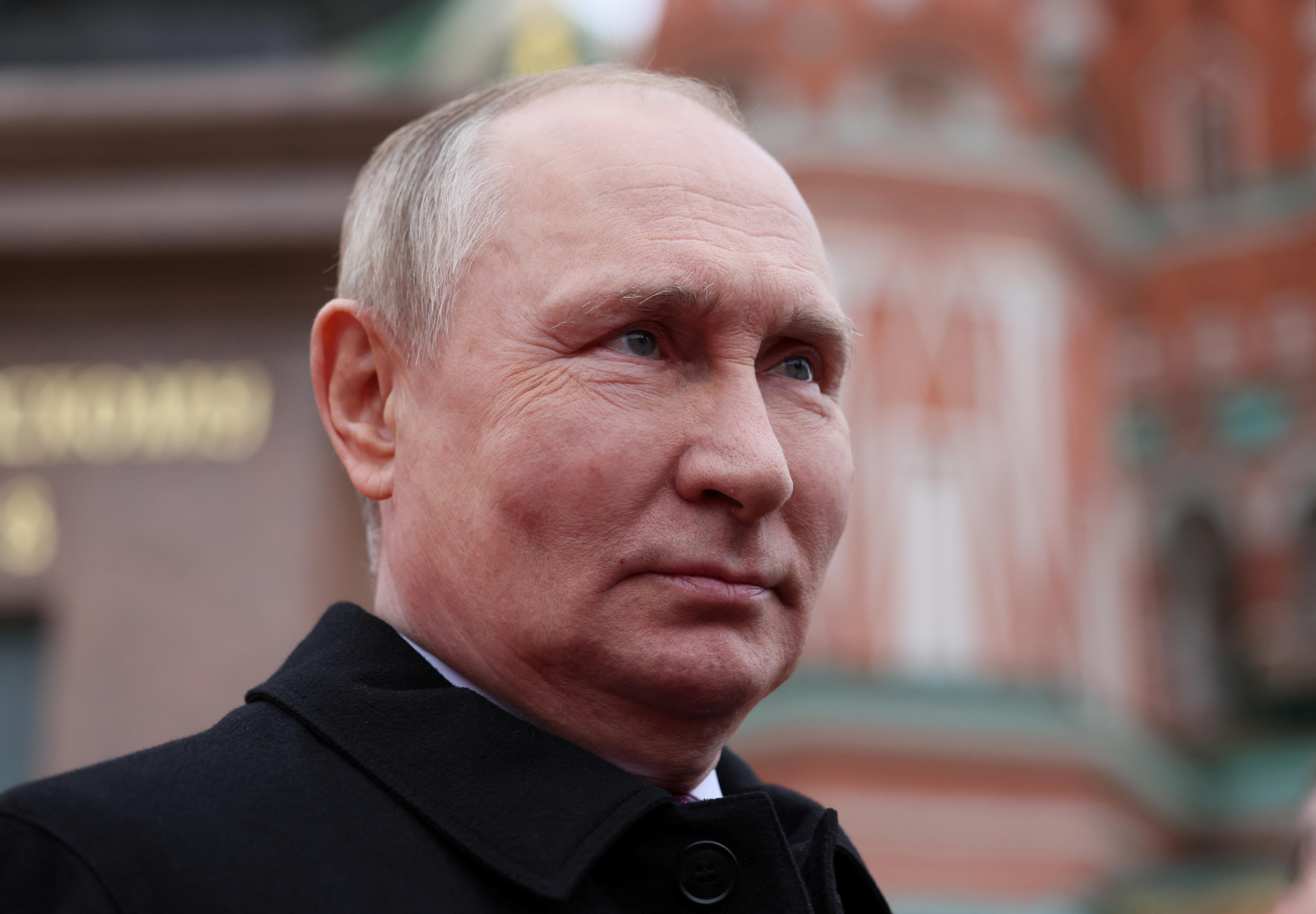 Vladimir Putin in front of the Red Square in Moscow