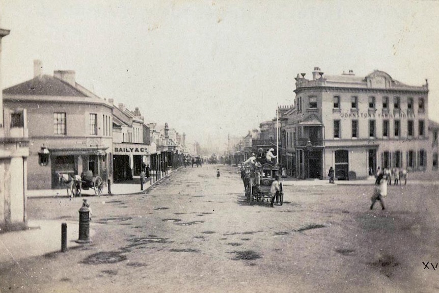 A photo of Johnston's Family Hotel, Oxford Street  in 1875.