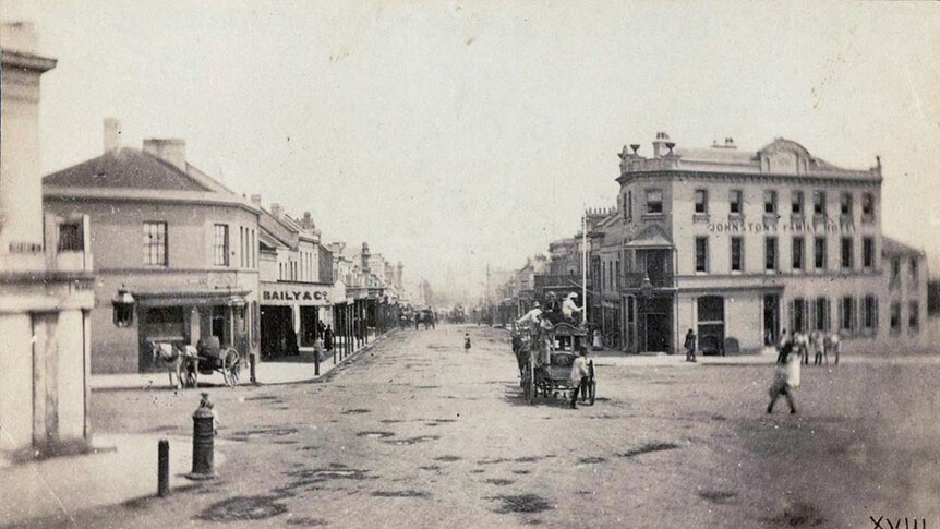 A photo of Johnston's Family Hotel, Oxford Street  in 1875.