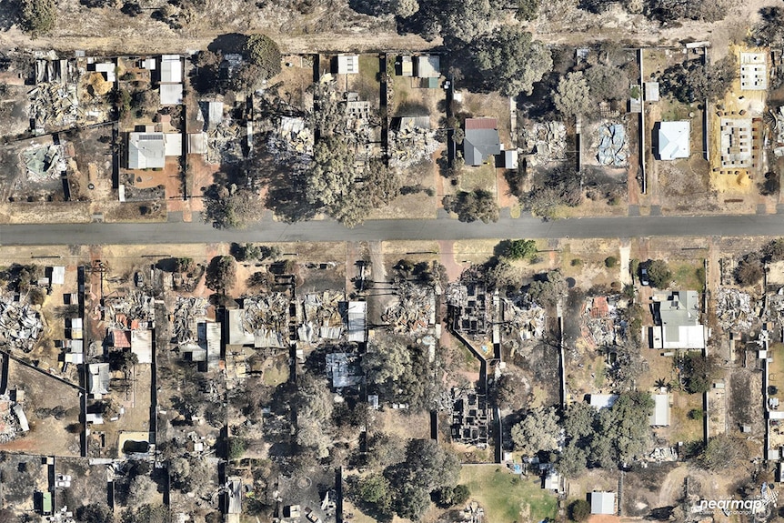 Bushfire-devastated properties in Eastcott Street