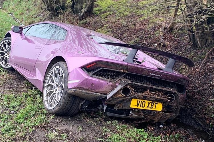Purple Lamborghini found crashed in a ditch owned by bitcoin investor  Michael Hudson - ABC News