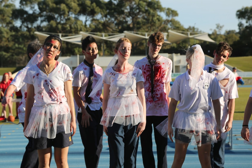 Students dressed as zombies.