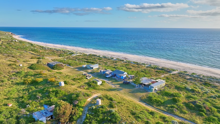 A wide shot of the shacks 