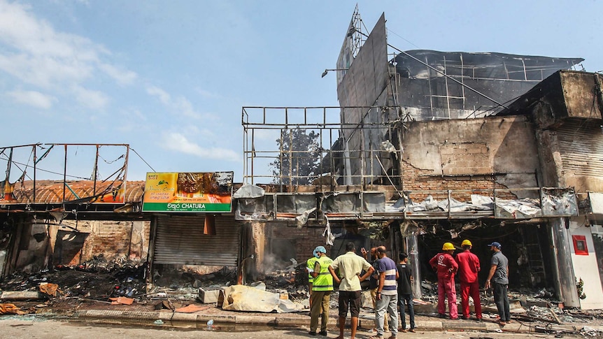 Muslims-owned shops in Colombo were destroyed during sectarian violence.