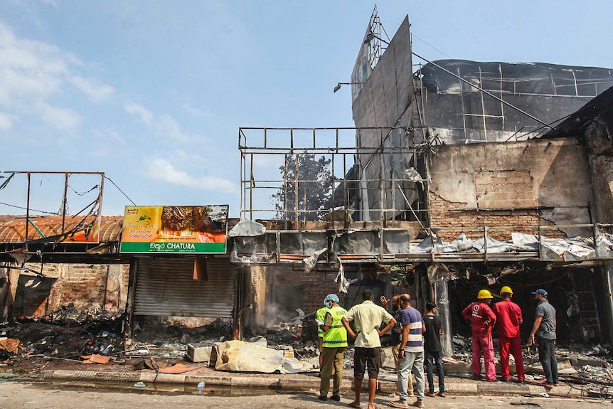 Muslims-owned shops in Colombo were destroyed during sectarian violence.