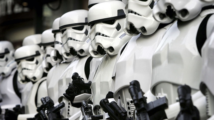 Storm Troopers in London for the premiere of the last movie in the Star Wars series.