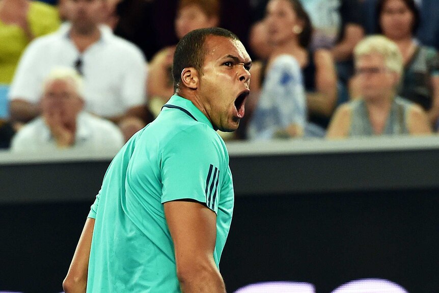 Jo-Wilfried Tsonga roars at Australian Open