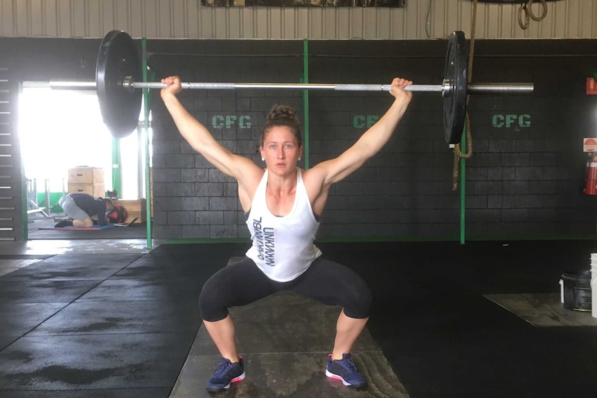 Tia-Clair Toomey trains the clean and jerk.