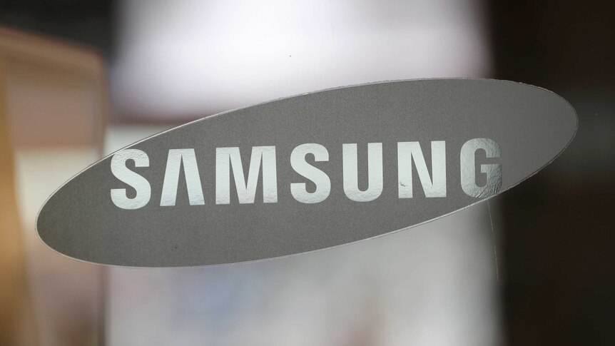 The corporate logo of Samsung Electronics Co. is seen at its shop in Seoul, South Korea