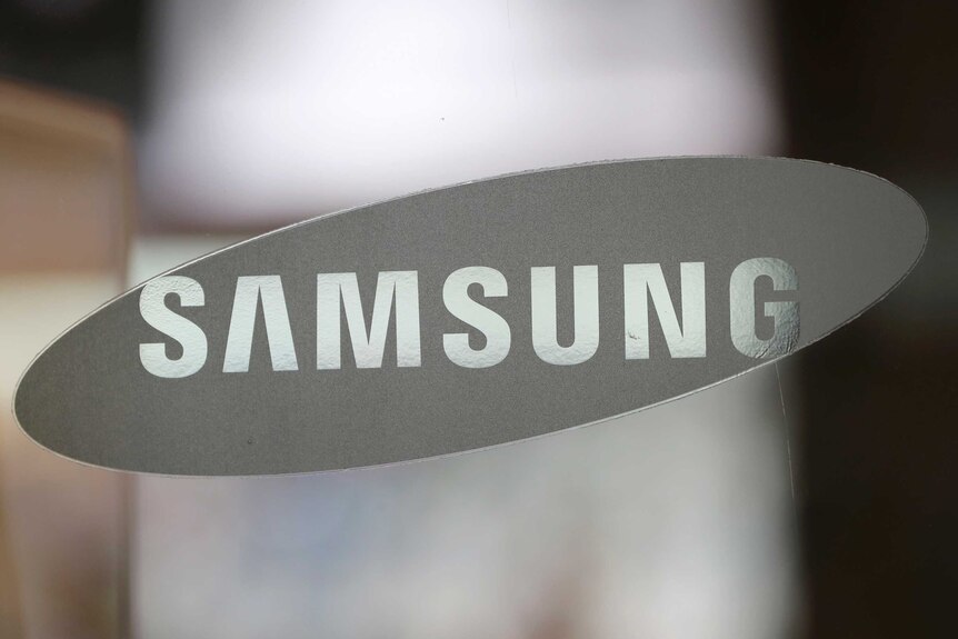 The corporate logo of Samsung Electronics Co. is seen at its shop in Seoul, South Korea