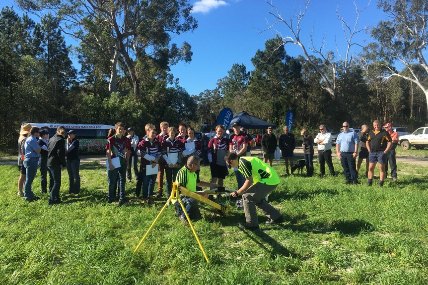 Glasshouse Christian College students joined the producers at the drone demonstration day.