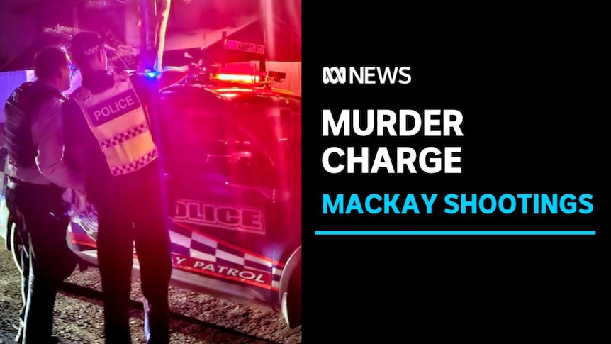 Murder Charge, Mackay Shootings: Two police officers next to an emergency vehicle at night.