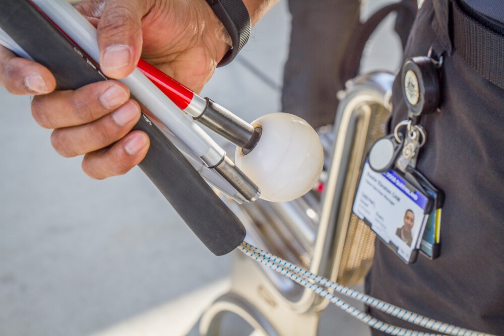 International White Cane Day Brisbane commuters blindfolded